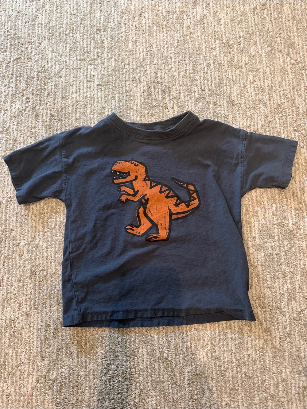 Zara Navy Tee with Orange Dinosaur Patch